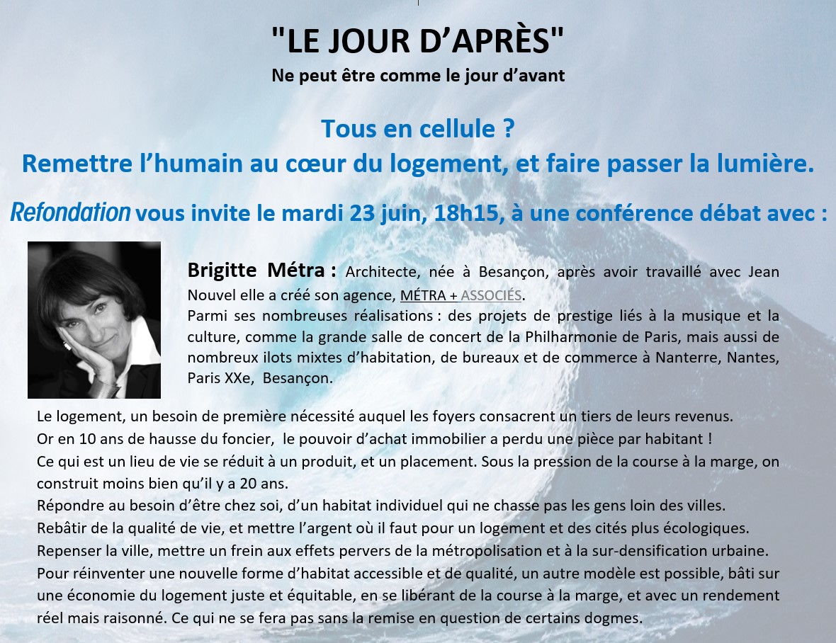 Lire la suite à propos de l’article Visioconférence « LE JOUR D’APRÈS », mardi 23 juin 2020 18h15.